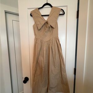 Bhome Tan Sleeveless Dress with Sailor Collar